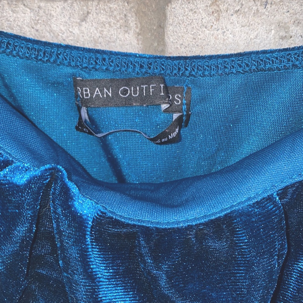 Urban Outfitters Velvet Crop Top, Large Dark Turquoise - Picture 2 of 6